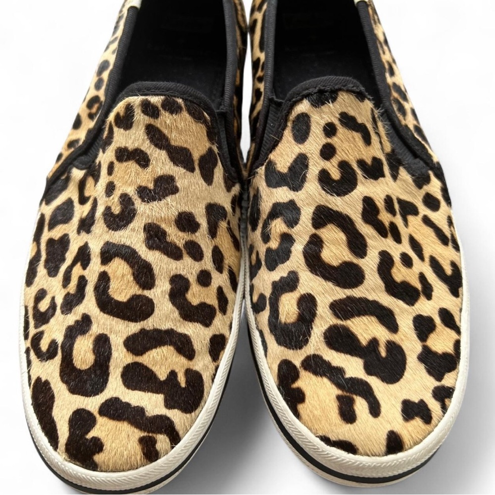 Keds x Kate Spade Leopard Pony Hair Double Decker Slip-On Sneakers Sz 8 - Picture 2 of 9